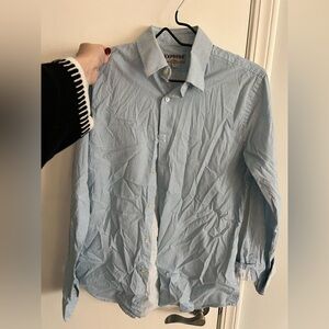Express Men's Light Blue Micro-Check Button-Down Shirt